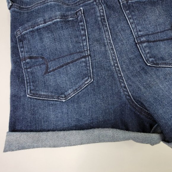American Eagle Curvy Super Hi-Rise Shortie Cuff Jean Short Next Level Stretch 4 - Picture 6 of 8